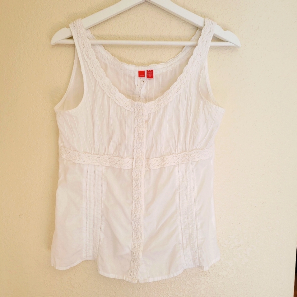 Esprit white button down tank top medium